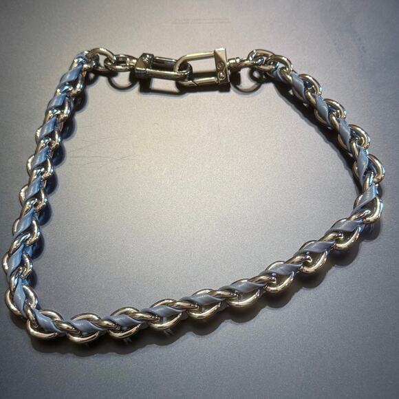 Michael Kors Chunky Braided Blue Silver Link Necklace - Picture 4 of 7